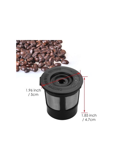 Ximistore9 Keurig K Makinaları İçin Yeniden Kullanılabilir Kahve Filtresi, 6 Adet Paket + Kaşık, Paslanmaz Çelik Ağızlı Kapağıyla Siyah