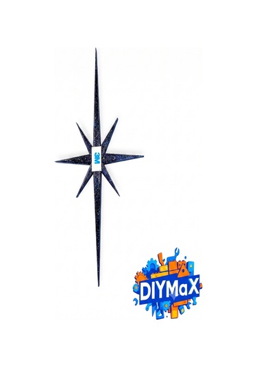 Yıldız Duvar Dekoru 4'lü Set Mid-century Modern Starburst Dekoratif Duvar Süsü - Siyah