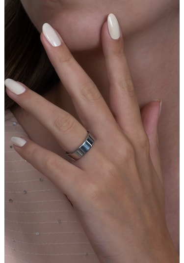 Takı Dükkanı 6 MM Parlak Düz Çelik Alyans Yüzük Cl39 001