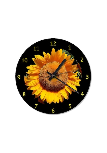 Ayçiçeği Günebakan Desenli Duvar Saati Çok Renkli