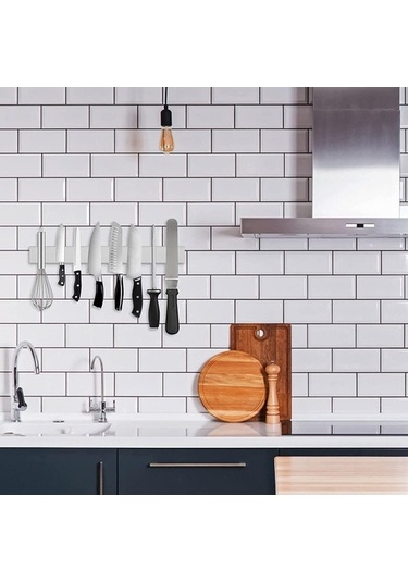 Pazly 16 Paslanmaz Çelik Manyetik Bıçak Tutucu, Mutfak Bıçak Şerit Bloğu, Duvar Montajlı Gümüş