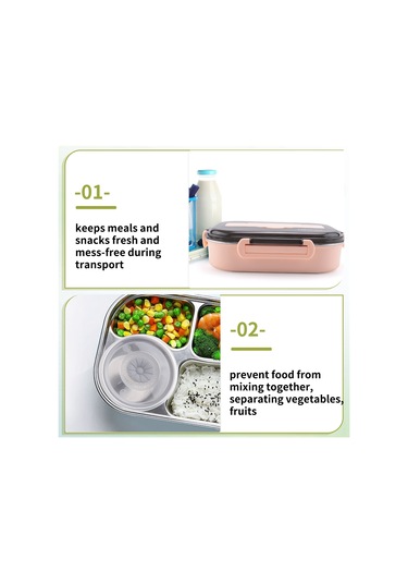 Xurunkeji Öğrenciler İçin 1,5 L Bento Kutuları, Isı Yalıtımlı Bento Öğle Yemeği Kutusu Sofra Takımı, Çocuklar İçin Öğle Yemeği Kapları, 2 Pembe