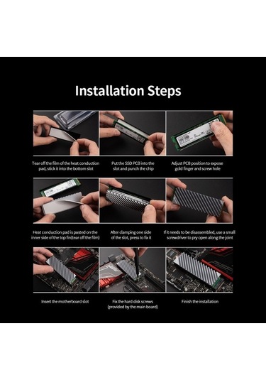 Besthome1 2280 Modeli M.2 Ssd Pasif Soğutucu Tam Alüminyum Anotasyonlu Zımparalı Gri Renk, Araçsız Kurulum