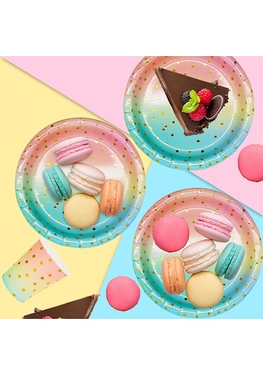 168 Parçalı Pembe Parti Malzemeleri, 24 Kişilik Tek Kullanımlık Tabaklar, Kağıt Tabaklar, Bardaklar, Peçeteler, Pipetler, Tahta Çatal Kaşıklar İçerir