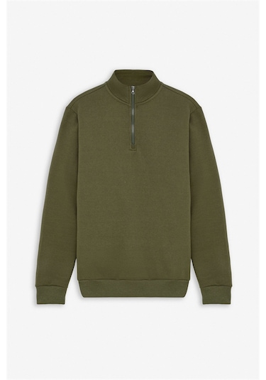 Süvari Haki Regular Düz Yarım Balıkçı Yaka Sweatshirt Ssw2013700001-yh1 Haki