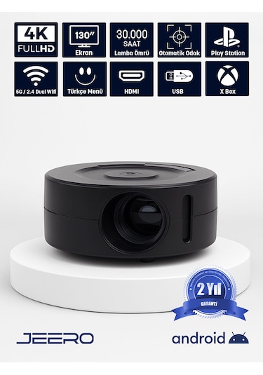 Jeero Mini Ev Sinema Projeksiyon Cihazı Türkçe Menü Yt200