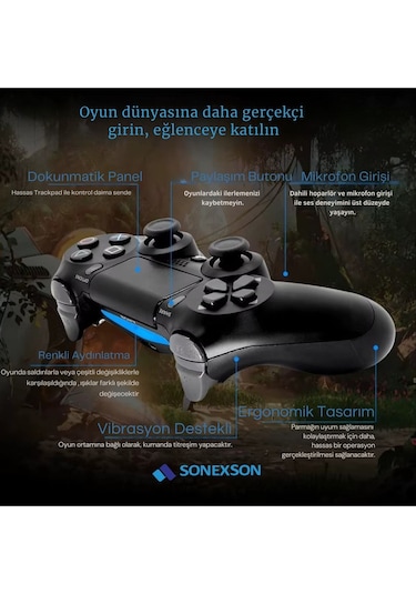 Doubleshock Ps 4 Kablosuz Joystick Tablet Telefon Pc Uyumlu Titreşimli Oyun Kolu 1 Adet