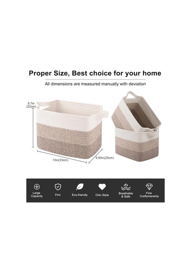 3 Parçalı Pamuklu Halat Depolama Sepeti Çok Renkli