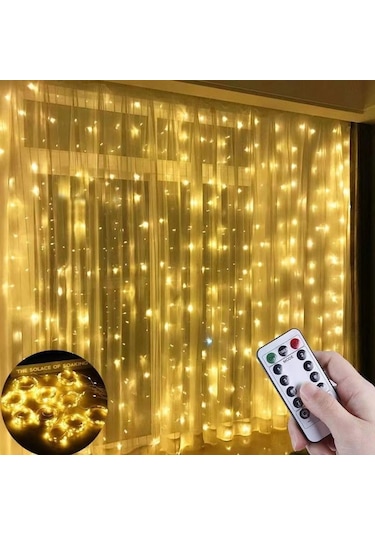 Gajeena Yatak Odası Dekoratif Işık Zinciri - 3m 300 Led, Pili Ve Kumanda İle, Perde/duvar Aydınlatma, Stüdyo/ev Ambiyans Işığı Beyaz