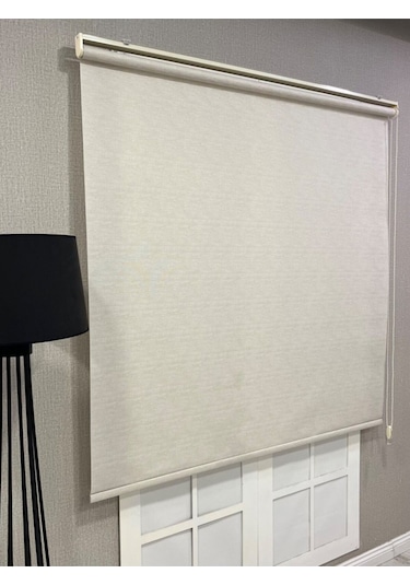 Lüks Güneşlik Düz Stor Perde Krem Krem