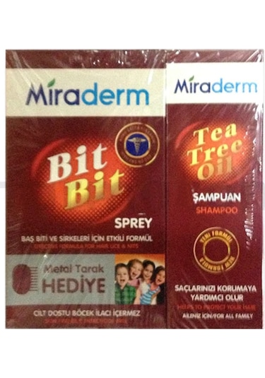 Miraderm Bit Spreyi 100 ML + Şamuan 150 ML + Tarak