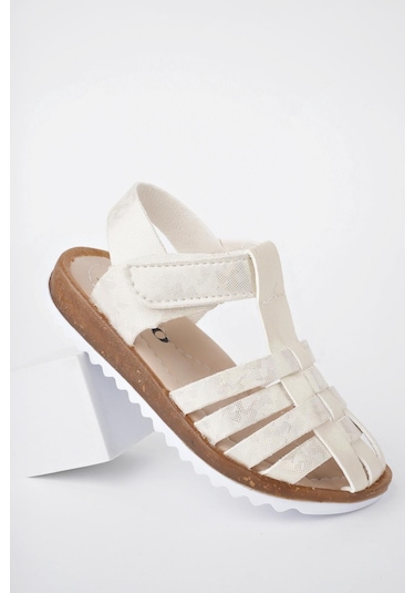 Muggo Rapunzel Garantili Günlük Ortopedik Hafif Taban Cırtlı Kız Çocuk Sandalet Bej