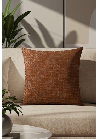 Sezyon Riva Desenli 50 50 Kahverengi Kırlent Kılıfı Kahverengi