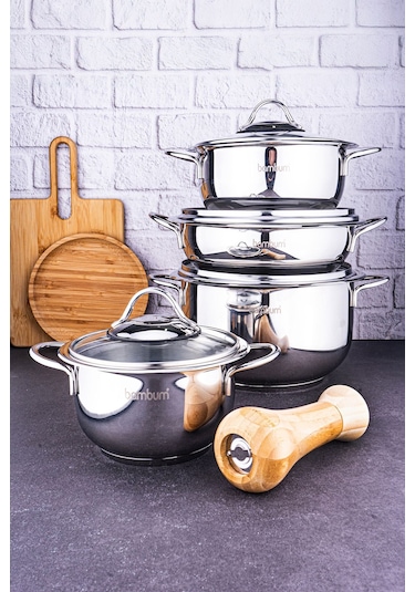 Harmony 8 Parça Çelik Tencere Seti Gümüş