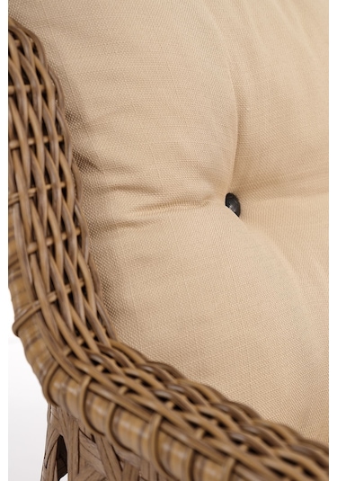 Deniz Rattan Puflu Bahçe Balkon Takımı 3+1+1 Kahve