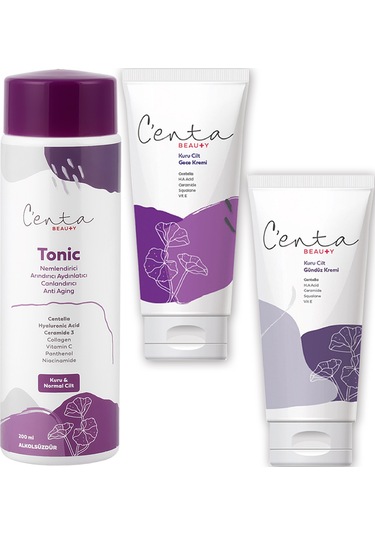 C'enta Beauty Kuru Ciltler için Gündüz Kremi 50 ML + Gece Kremi 50 ML + Tonik 200 ML