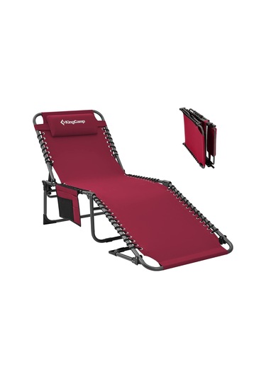 Kingcamp Berlin Classic Comfort Lounge 5 Kademeli Katlanır Şezlong Ve Kampet Wine Kırmızı