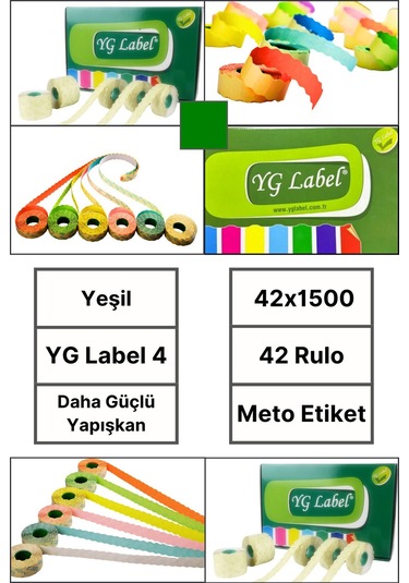 Meto Etiket Yeşil 42 Rulo 42x1500 Yg Label 4 Fiyat Etiketi Tabanca Etiketi 1
