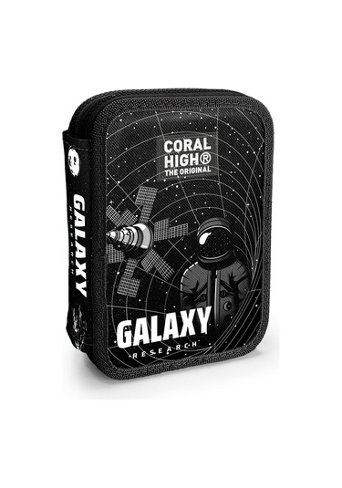 Coral High Kids Siyah Galaxy Desenli Çift Katlı Kalem Çanta 11148 Siyah