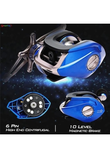 Pazly Kırmızı Balıkçılık Reel, 17+1 Bilyalı, 6.3:1 Dişli, Sol El Yem Döküm Balıkçılık Makarası Takımı