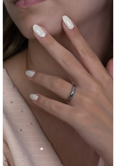 3mm İnce Bombeli Parlak Erkek Kadın Unisex Çelik Alyans Yüzük Cl27 Beyaz