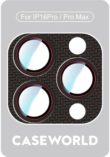Iphone Uyumlu 16 Pro Caseworld Karbon Fiber Serisi Anti Reflective Full Kamera Lens Koruyucu Siyah