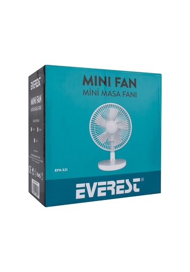 Everest Efn-521 Masaüstü Beyaz 3 Kademeli 1200mah Usb Fan
