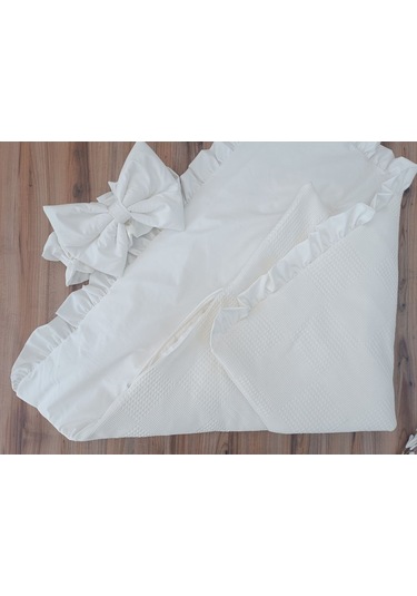 Pike Bebek Battaniyesi Kundağı %100 Pamuklu Çıkarılabilen İç Elyaf Yenidoğan Hastane Çıkışı Ekru