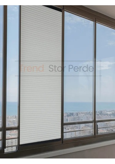 Gri Honeycomb Plise %100 Isı Ve Işık Geçirmez Katlanır Cam Balkon Perdesi - Salon Perdesi-003 Gri