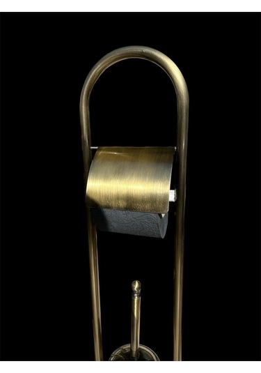 İsaoğlu Yapı Antik Gold Ayaklı Tuvalet Kağıtlığı Ve Klozet Fırçası Vintage Tasarım Pirinç Malzeme Antik Fırça Gold
