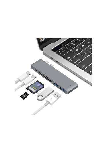 Sones Usb-c - Hdmı Ayırıcı Yerleştirme İstasyonu Kart Okuyucu, Özellikler: 6'sı 1 Arada Gri