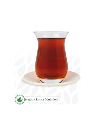 12'li Metal Çay Tabağı - Krem Krem