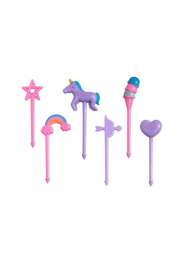 6 Adet Mini Karikatür Yemek Meyve Çatal Seti Çocuklar İçin Tatlı Çatalı Dekor Parti Malzemesi Çok Renkli