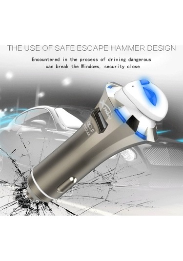 Sones A8 3'ü 1 Arada Bluetooth Kulaklık Ve Güvenlik Çekiç Ve Araç Şarj Cihazı, Eller Serbest Arama Desteği Ve Usb Hızlı Şarj Cihazı Fonksiyonu