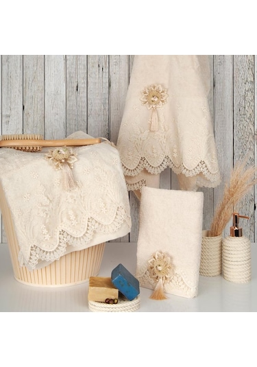 Clara Nazik Home Banyo Havlusu 90x150 Cm Bej