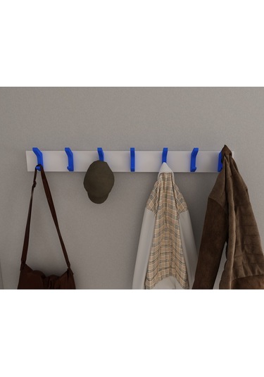 Hepsi3boyutlu Modern Duvar & Kapı Kanca Askılık - 7 Adet Mavi Kanca Askılık - Model No : 2 Mavi