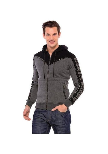 Cipo & Baxx Cl381 Metal Droplu Taşlı Kapşonlu Kışlık Sweatshirt 001