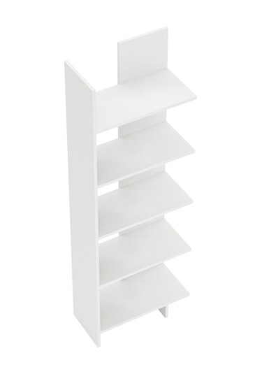 Asimetrik Beş Raflı Kitaplık Beyaz