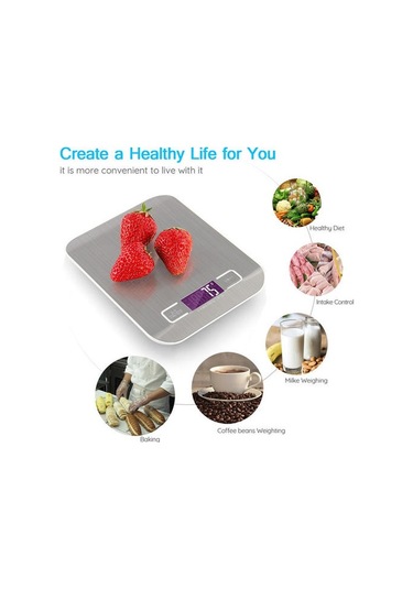 Paslanmaz Çelik Pişirme Tartı Mutfak Ölçeği 5 Kg Oz / Ml / Lb / G Dijital Ölçekli Gıda Diyet Dengesi Ölçüm Lcd Elektronik Ölçek Ahşap