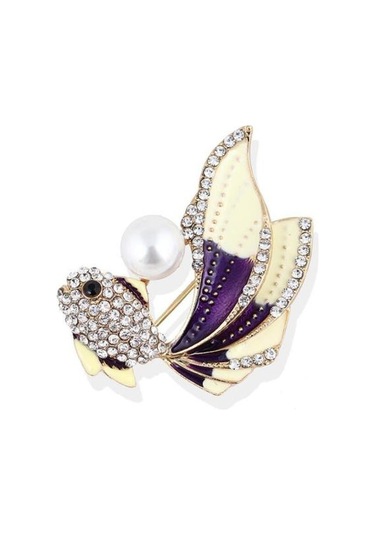 Mor Moda Japon Balığı Yaka Broş Pin Yaka Elbise Takı