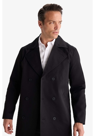 Defacto Slim Fit Dar Kesim Kemerli Düğmeli Trençkot D5528ax25aubk27 Siyah