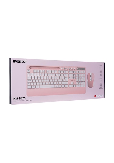 Everest Km-9676 Beyaz/pempe Multimedya Tablet-telefon Standlı Klavye + Mouse Set Optik