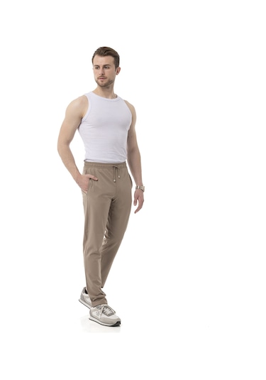 Monox Erkek Slim Fit Likralı Jogger Pantolon Bej