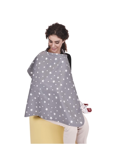 Sevi Bebe Tokalı Emzirme Örtüsü Art-6372 Gri Yıldız