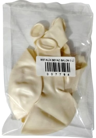 Metalik Beyaz Balon 5 Li - 2 Paket Beyaz