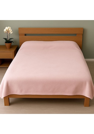 185x210cm %100 Pamuklu Çift Kişilik Battaniye Polar Toz Pembe