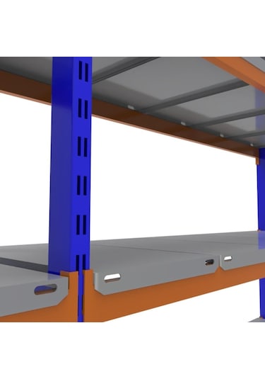 4 Katlı Duble Depo Rafı - 300-350 Kg Taşıma Kapasiteli Hafif Rack Raf Galvaniz