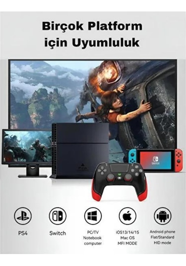 Lobo Kablosuz Oyun Konsolu Gamepad Bluetooth Joystick Android Tv Switch Apple Uyumlu iOS Ps4 Ps3 Pc Titreşimli