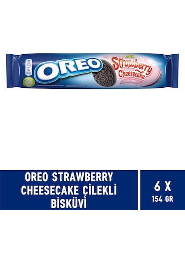 Oreo Strawberry Cheesecake Çilekli Bisküvi 6 x 154 G