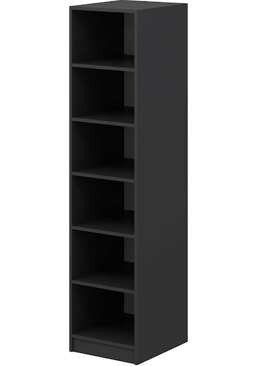 Minar Kale 1 Kapaklı Raflı Dolap Antrasit - Beyaz Çizgili Mebran 210cm